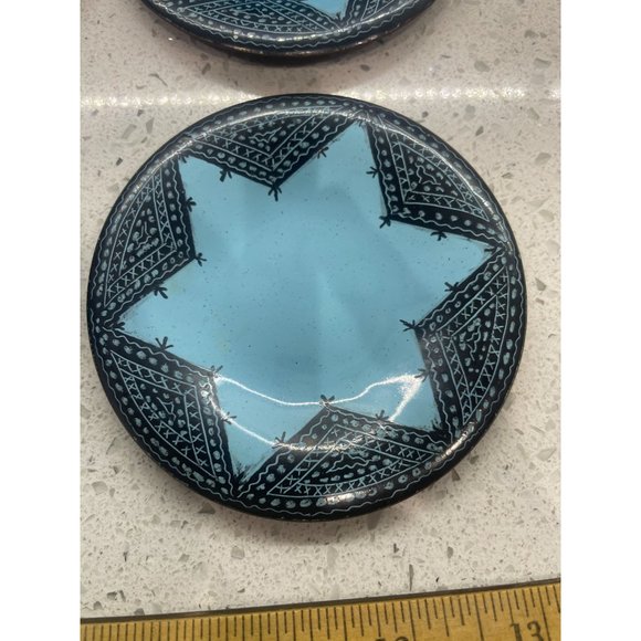 Vintage 12 pc Turkish coffee cups saucers Star of David Hand Made Hareli Israel - Picture 5 of 10